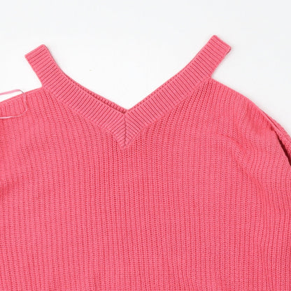 Atmosphere Womens Pink V-Neck  Acrylic Pullover Jumper Size 6