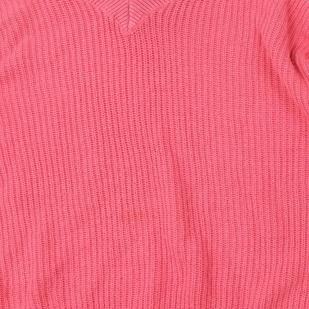 Atmosphere Womens Pink V-Neck  Acrylic Pullover Jumper Size 6