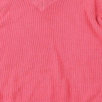Atmosphere Womens Pink V-Neck  Acrylic Pullover Jumper Size 6