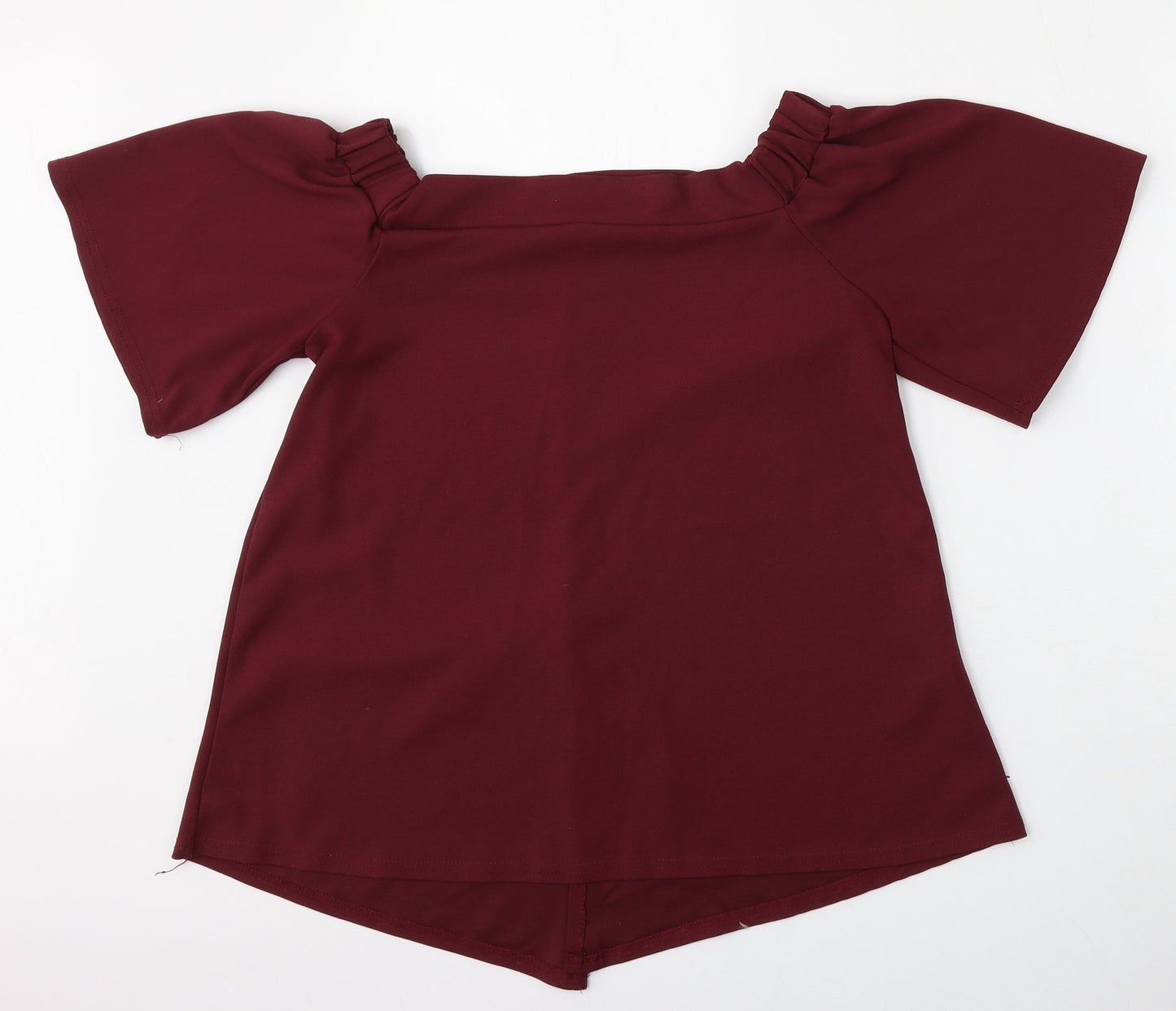Womens UK Size M Silk Red Basic Blouse
