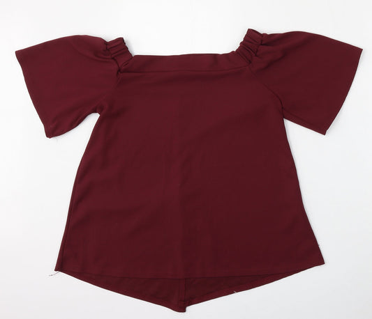 Womens UK Size M Silk Red Basic Blouse