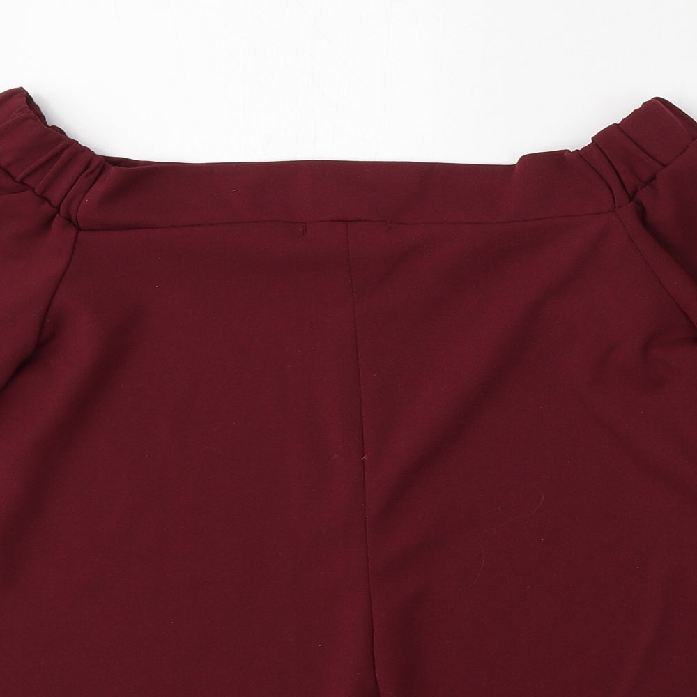 Womens UK Size M Silk Red Basic Blouse