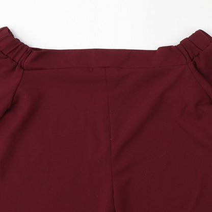 Womens UK Size M Silk Red Basic Blouse
