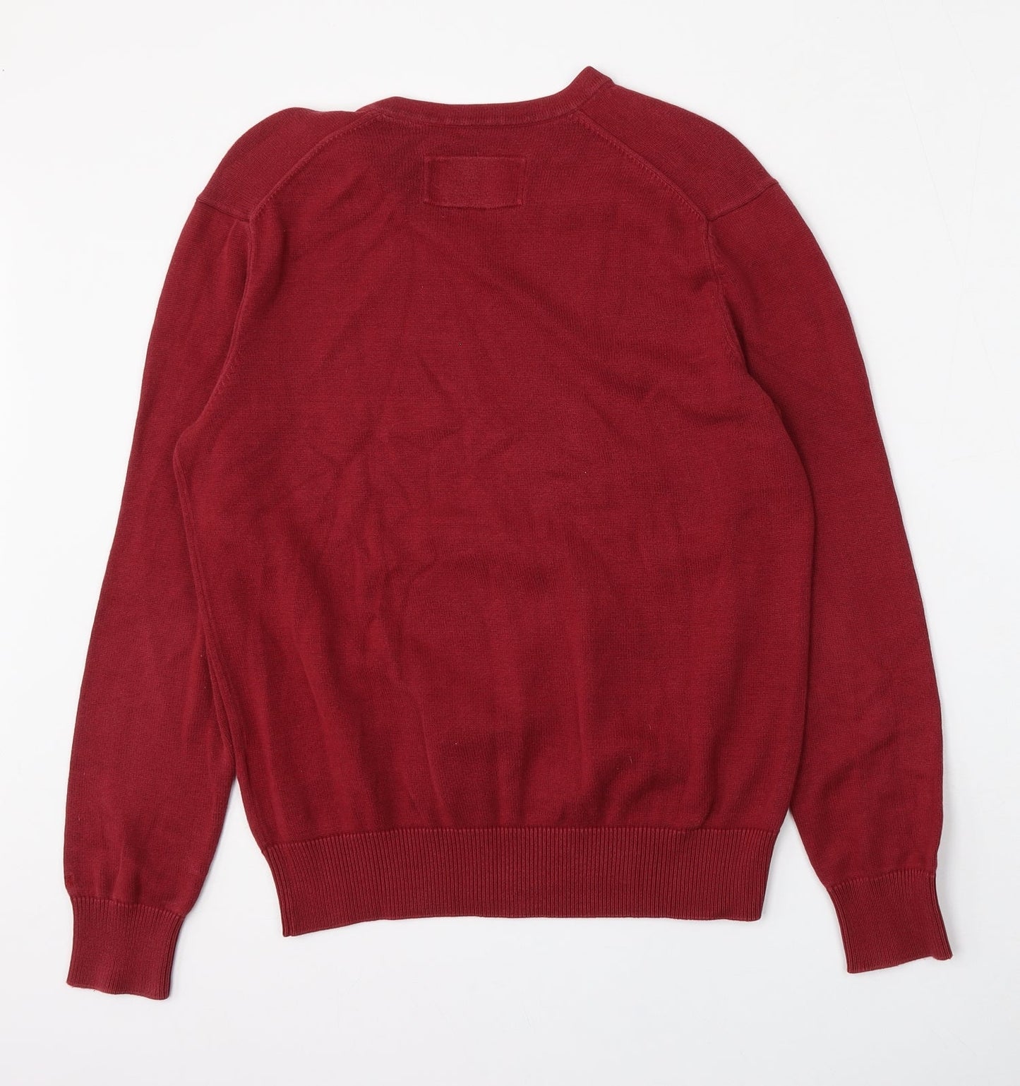 Mexx Mens Red V-Neck  Cotton Pullover Jumper Size S