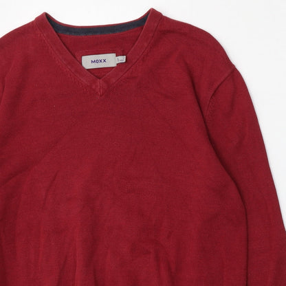 Mexx Mens Red V-Neck  Cotton Pullover Jumper Size S