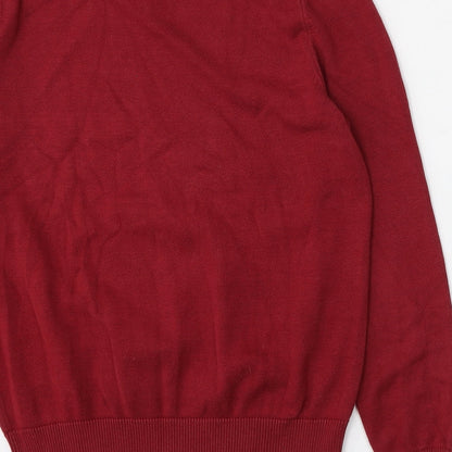 Mexx Mens Red V-Neck  Cotton Pullover Jumper Size S