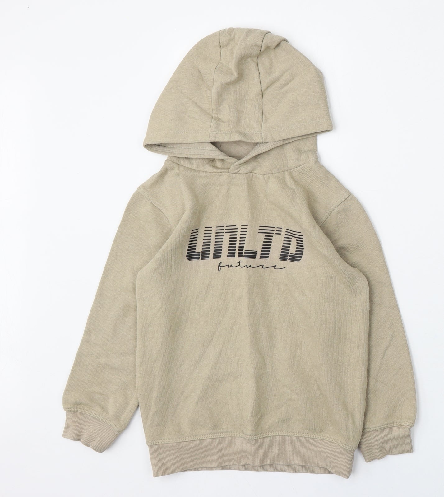 Matalan Boys Beige  Cotton Pullover Hoodie Size 7 Years