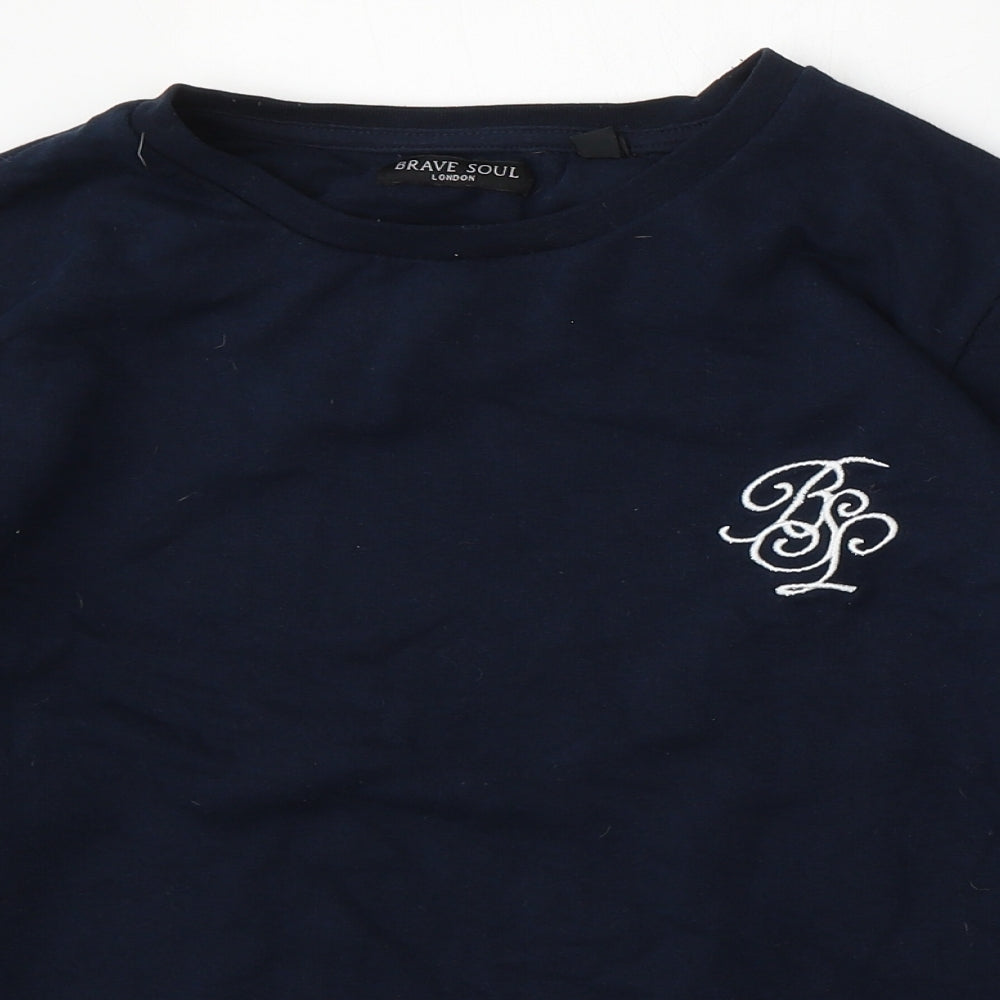 Mens UK Size M Brave Soul Blue Pullover Sweatshirt