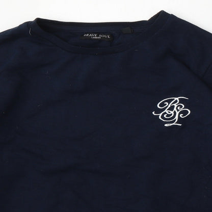 Mens UK Size M Brave Soul Blue Pullover Sweatshirt