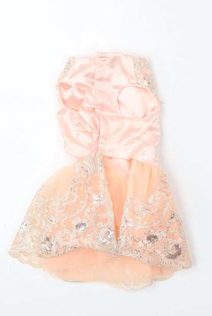Buffy Pet Home Girls Pink  Polyester Skater Dress  Size L  Round Neck Hook & Eye