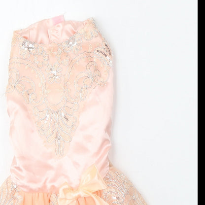 Buffy Pet Home Girls Pink  Polyester Skater Dress  Size L  Round Neck Hook & Eye
