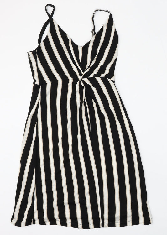 H&M Womens Multicoloured Striped Viscose Shift  Size 6  Round Neck