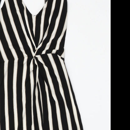 H&M Womens Multicoloured Striped Viscose Shift  Size 6  Round Neck