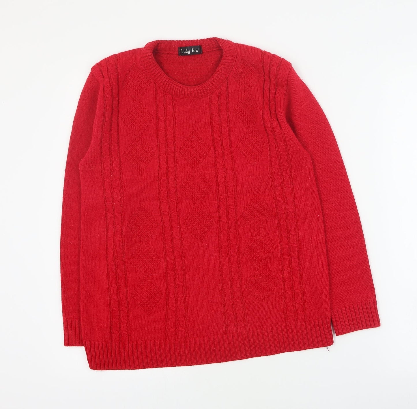 Womens UK Size S Lady Ice Red Pullover Jumper
