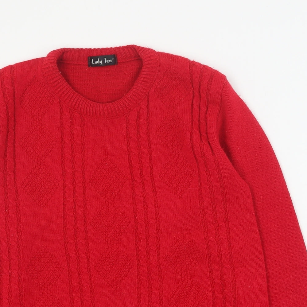 Womens UK Size S Lady Ice Red Pullover Jumper