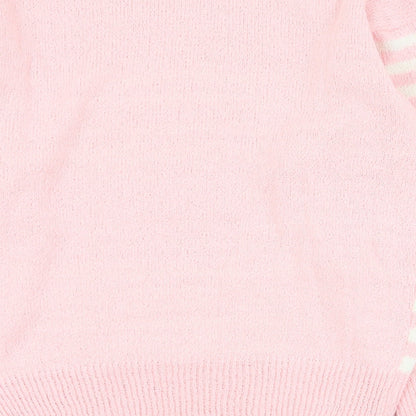 Niccoluchi Womens Pink Round Neck Striped Acrylic Pullover Jumper Size S