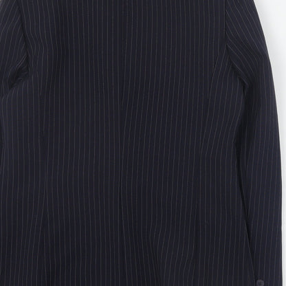 Select Womens Blue Striped Polyester Jacket Blazer Size 12