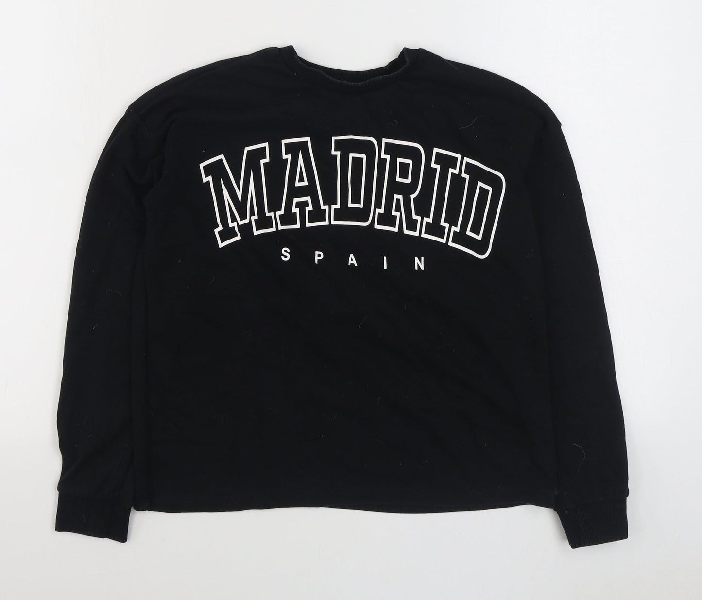 H&M Girls Black  Cotton Pullover Sweatshirt Size 11-12 Years  Pullover