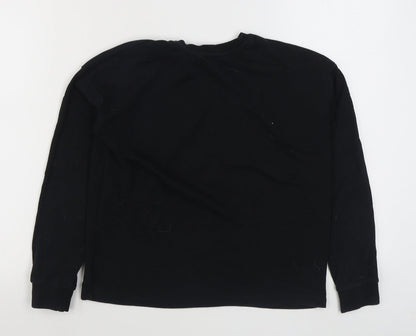 H&M Girls Black  Cotton Pullover Sweatshirt Size 11-12 Years  Pullover