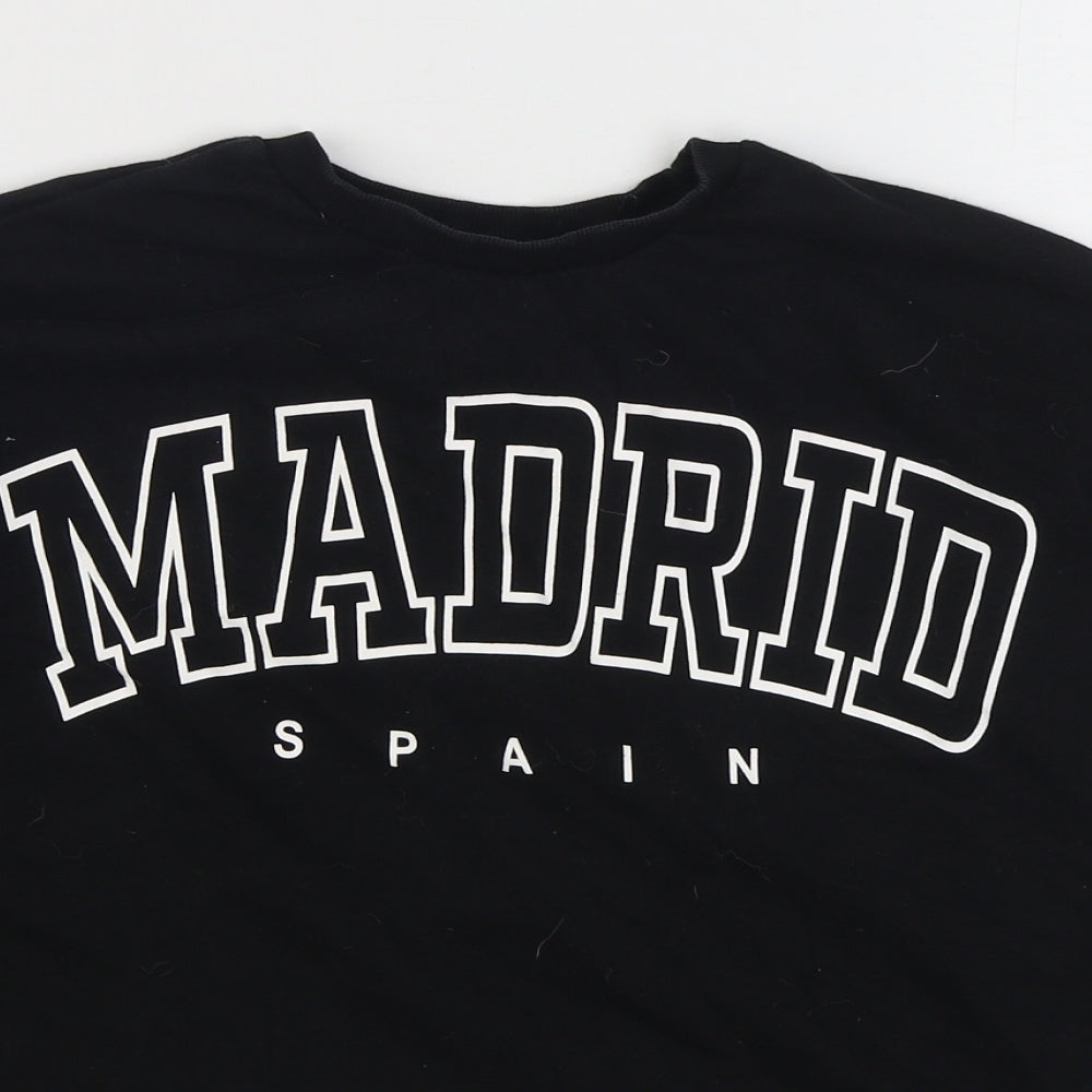 H&M Girls Black  Cotton Pullover Sweatshirt Size 11-12 Years  Pullover