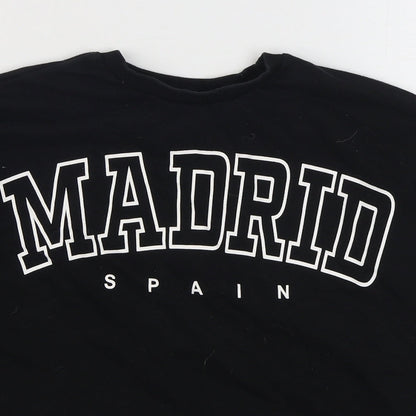 H&M Girls Black  Cotton Pullover Sweatshirt Size 11-12 Years  Pullover
