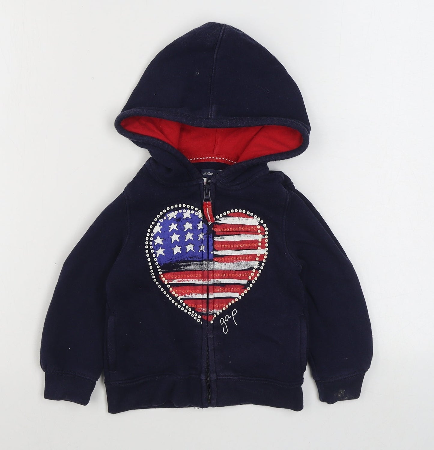 Gap Girls Blue  100% Cotton Full Zip Hoodie Size 3 Years  Zip