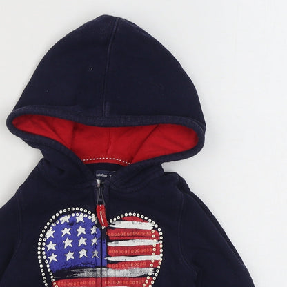 Gap Girls Blue  100% Cotton Full Zip Hoodie Size 3 Years  Zip