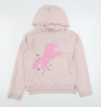 Matalan Girls Pink  Cotton Pullover Hoodie Size 13 Years  Pullover