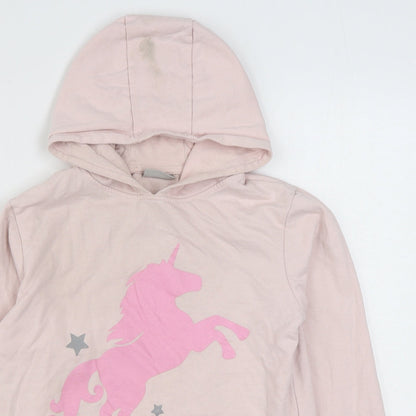 Matalan Girls Pink  Cotton Pullover Hoodie Size 13 Years  Pullover