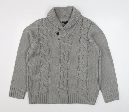 Marks and Spencer Mens Grey V-Neck  Acrylic Pullover Jumper Size L