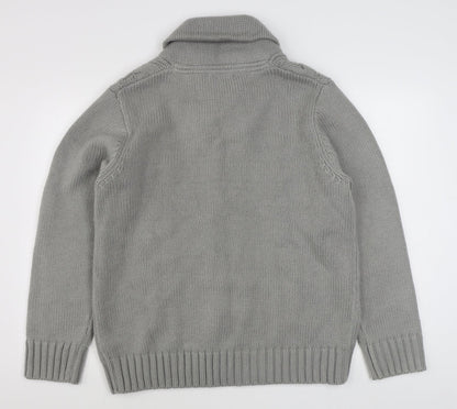 Marks and Spencer Mens Grey V-Neck  Acrylic Pullover Jumper Size L