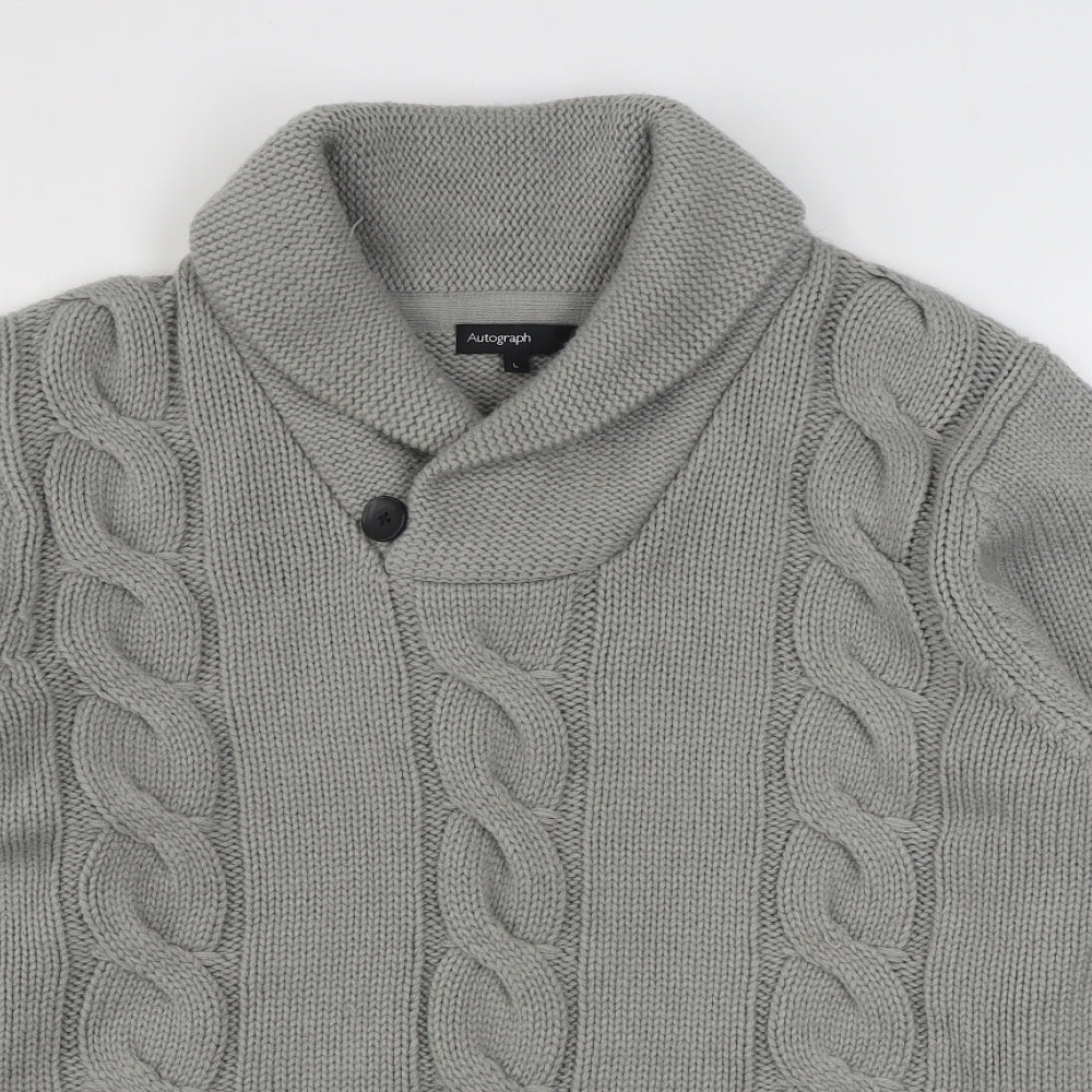 Marks and Spencer Mens Grey V-Neck  Acrylic Pullover Jumper Size L