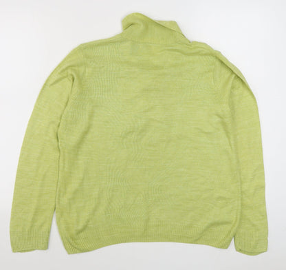 EWM Womens Yellow V-Neck  Acrylic Pullover Jumper Size M