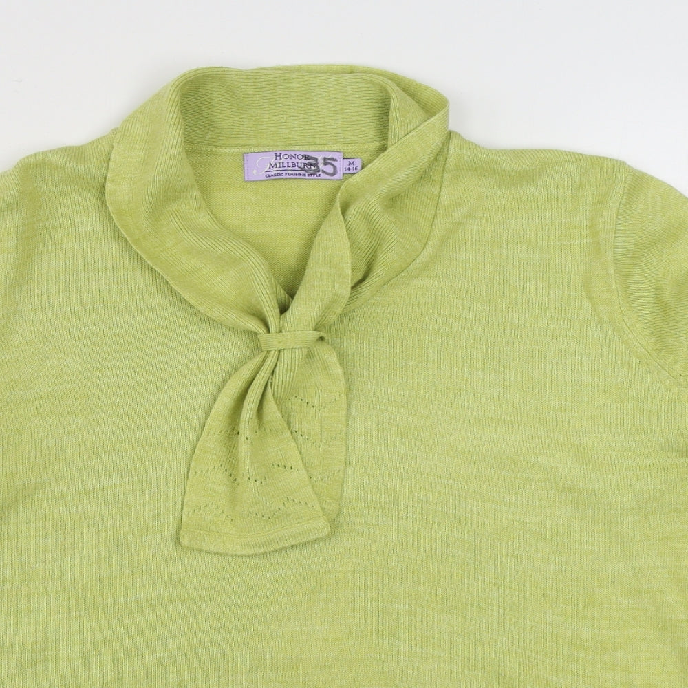 EWM Womens Yellow V-Neck  Acrylic Pullover Jumper Size M