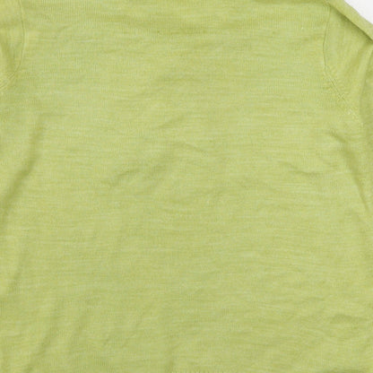 EWM Womens Yellow V-Neck  Acrylic Pullover Jumper Size M