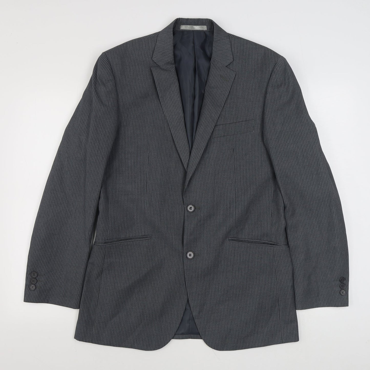 St Vdio Mens Grey Striped Polyester Jacket Suit Jacket Size M