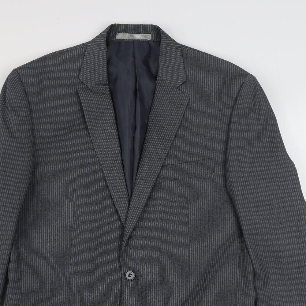 St Vdio Mens Grey Striped Polyester Jacket Suit Jacket Size M