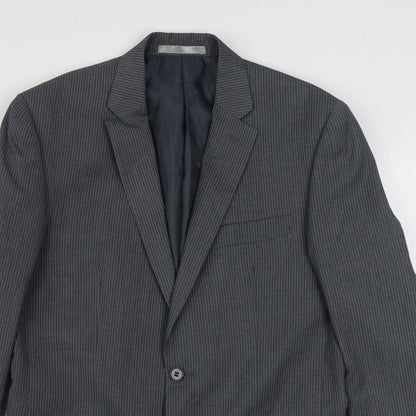 St Vdio Mens Grey Striped Polyester Jacket Suit Jacket Size M