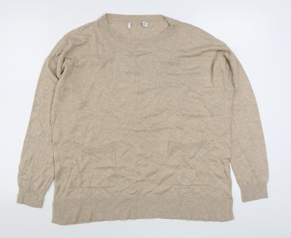 Gallery Womens Beige Round Neck  Viscose Pullover Jumper Size M