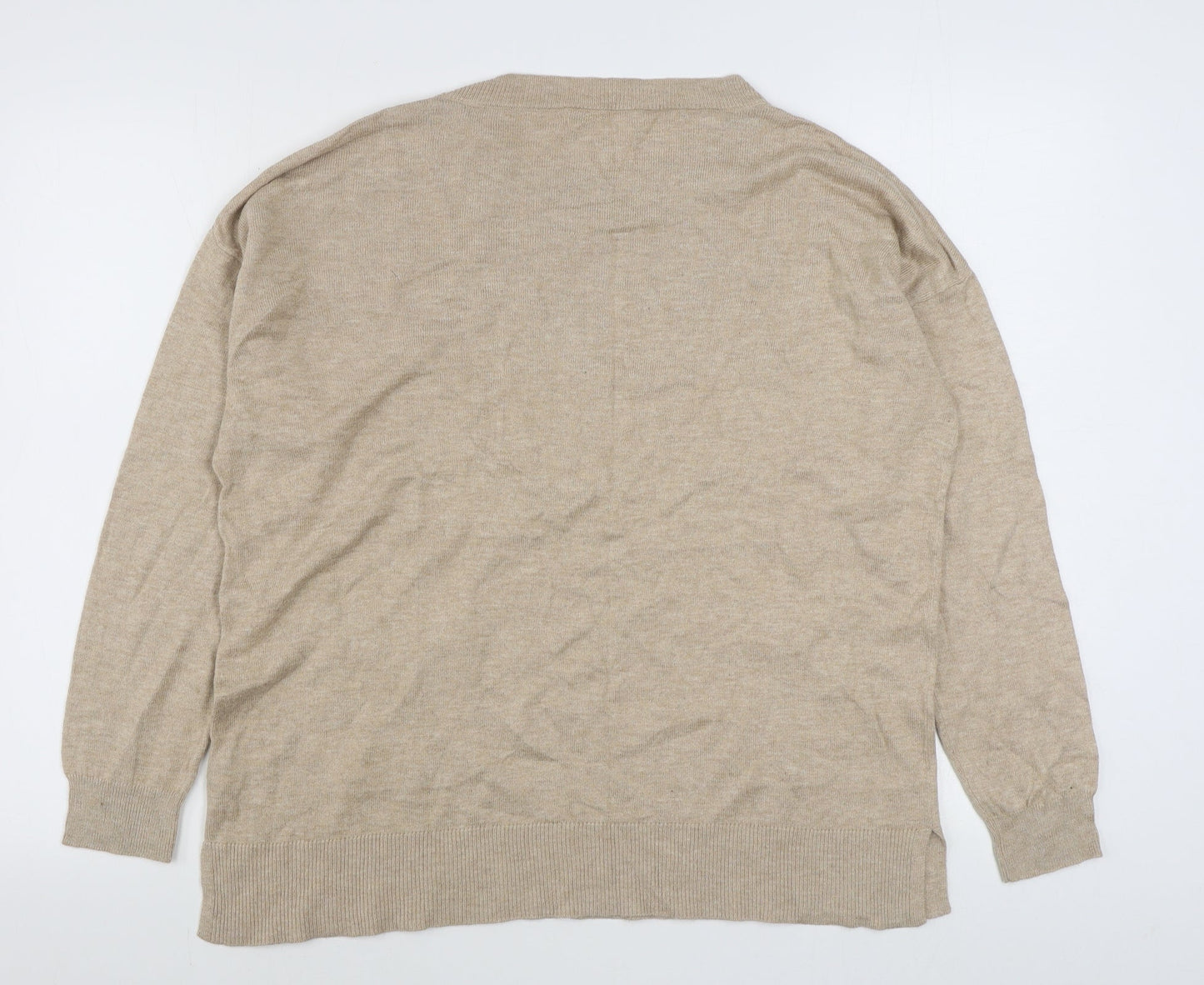 Gallery Womens Beige Round Neck  Viscose Pullover Jumper Size M