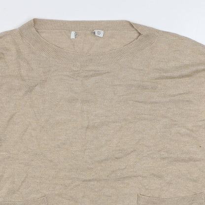 Gallery Womens Beige Round Neck  Viscose Pullover Jumper Size M