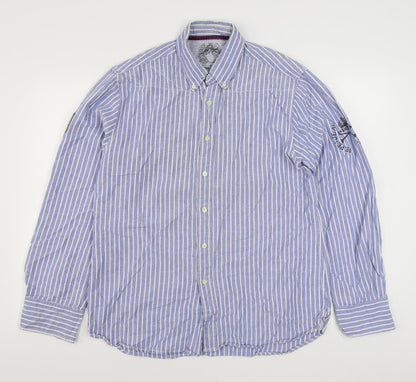 Mens UK Size 2XL Pepe Jeans Blue  Button-Up Long Sleeve Casual Shirt