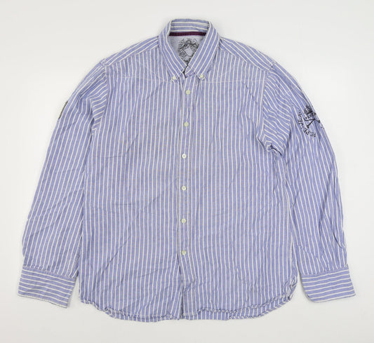 Mens UK Size 2XL Pepe Jeans Blue  Button-Up Long Sleeve Casual Shirt