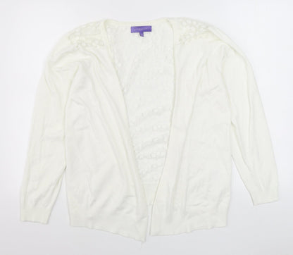 Autonomy Womens White V-Neck  Viscose Cardigan Jumper Size M