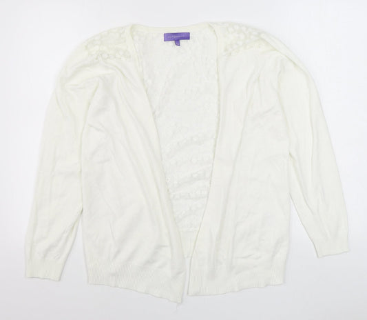 Autonomy Womens White V-Neck  Viscose Cardigan Jumper Size M