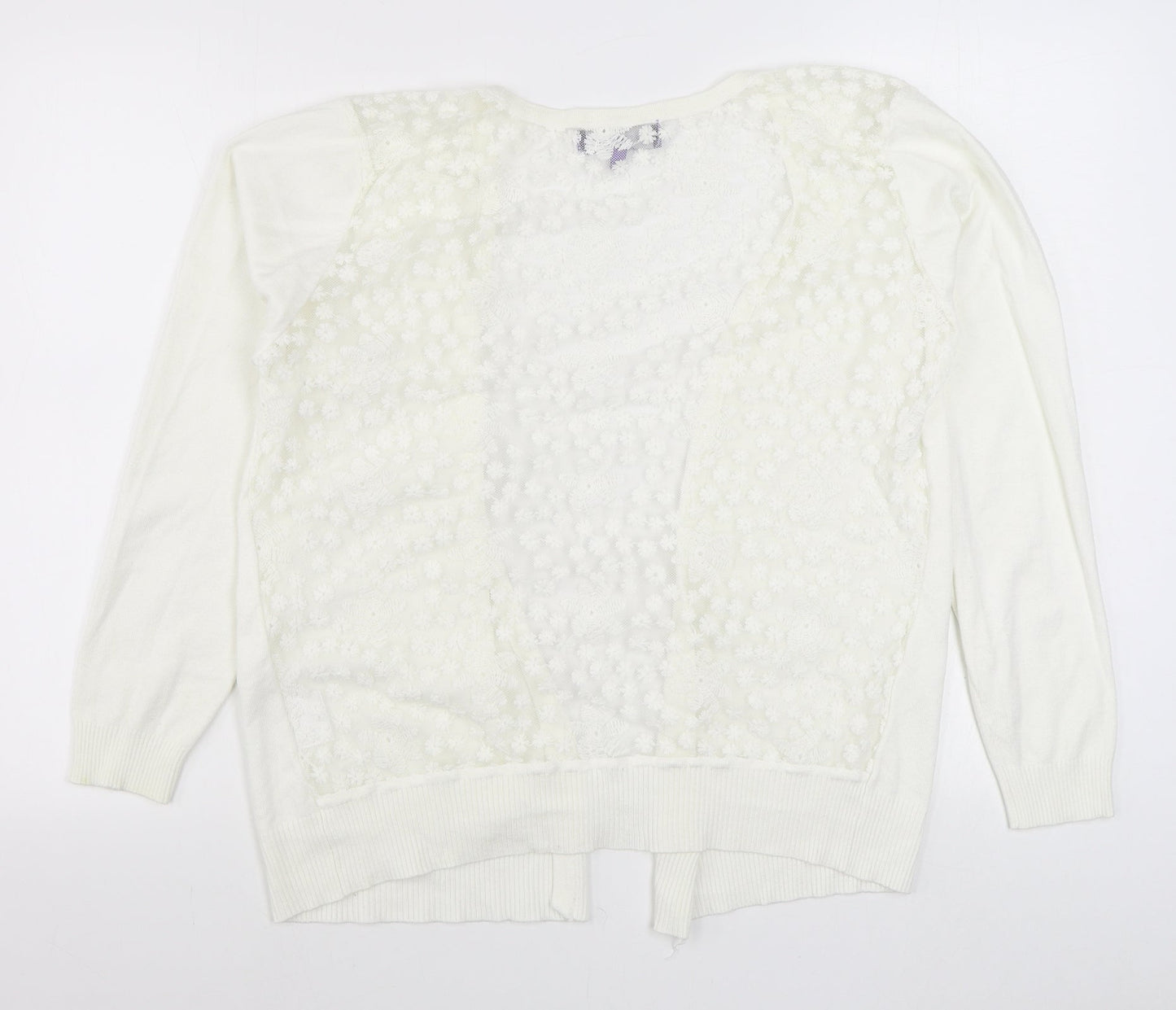 Autonomy Womens White V-Neck  Viscose Cardigan Jumper Size M