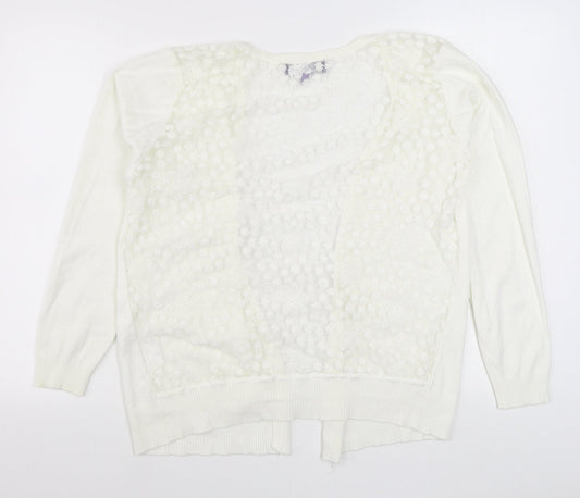 Autonomy Womens White V-Neck  Viscose Cardigan Jumper Size M