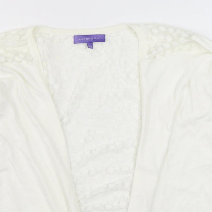 Autonomy Womens White V-Neck  Viscose Cardigan Jumper Size M