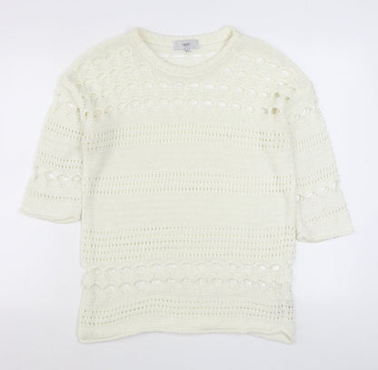 Womens UK Size M NEXT White Pullover Jumper