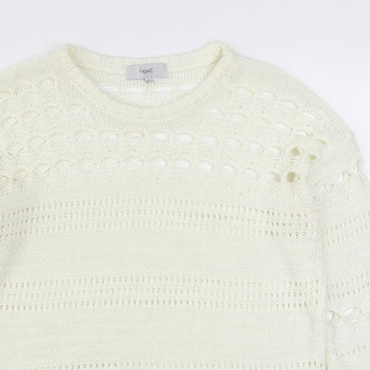 Womens UK Size M NEXT White Pullover Jumper